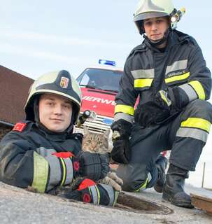 Feuerwehrmänner befreiten Kater aus Abwasserkanal 20140205-2783.jpg