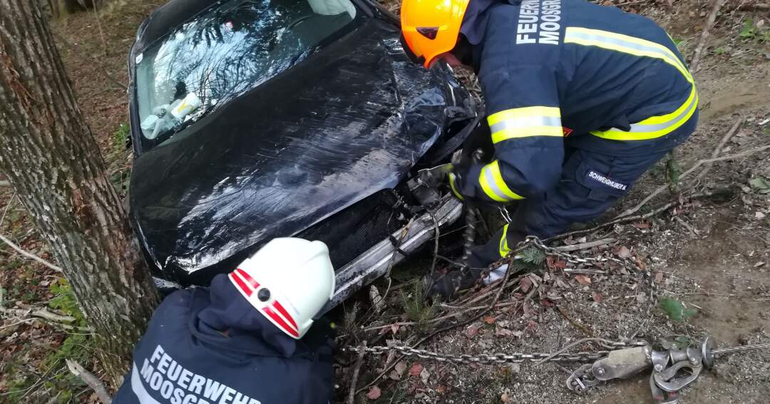 Auto stürzte in Wald: Fahrer unverletzt