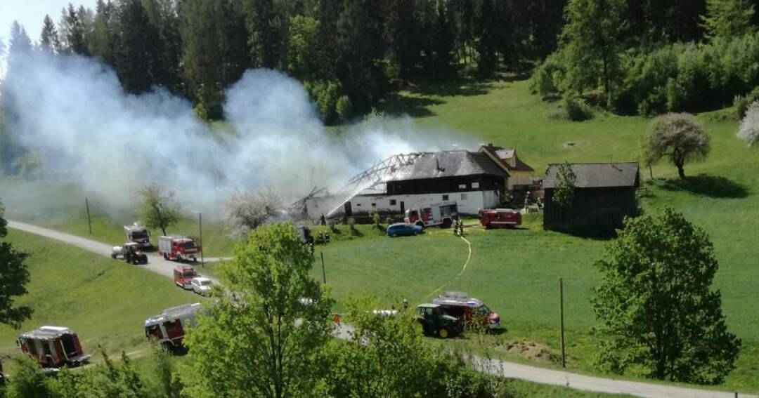 Großbrand auf Bauernhof im Mühlviertel