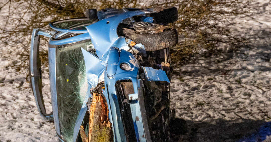 Verkehrsunfall – mit Fahrzeug Baum gefällt