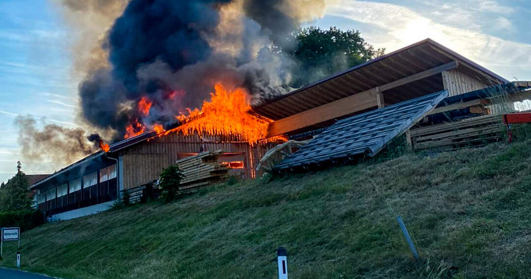 Titelbild: Großbrand bei Holzbaufirma in Waldburg