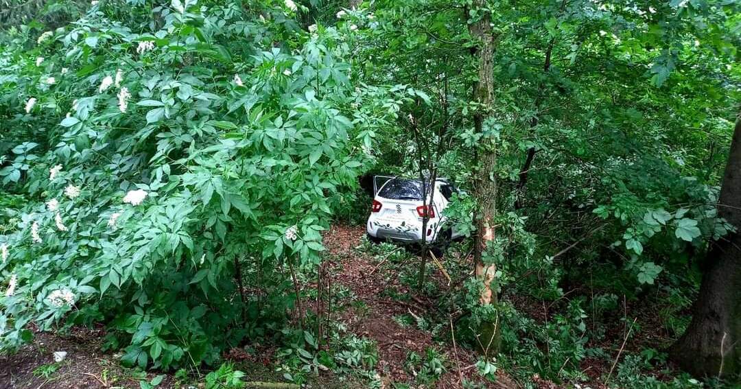 Verkehrsunfall - Fahrzeug landet im Wald