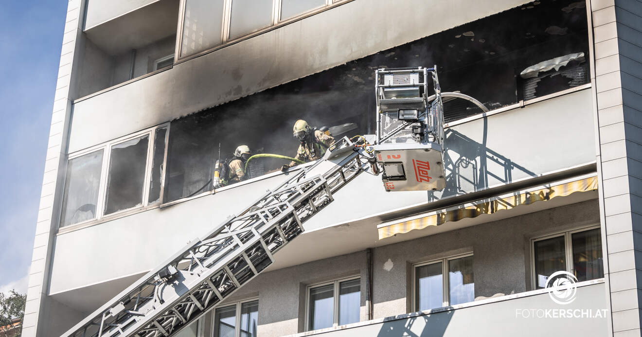 Balkonbrand in Linz