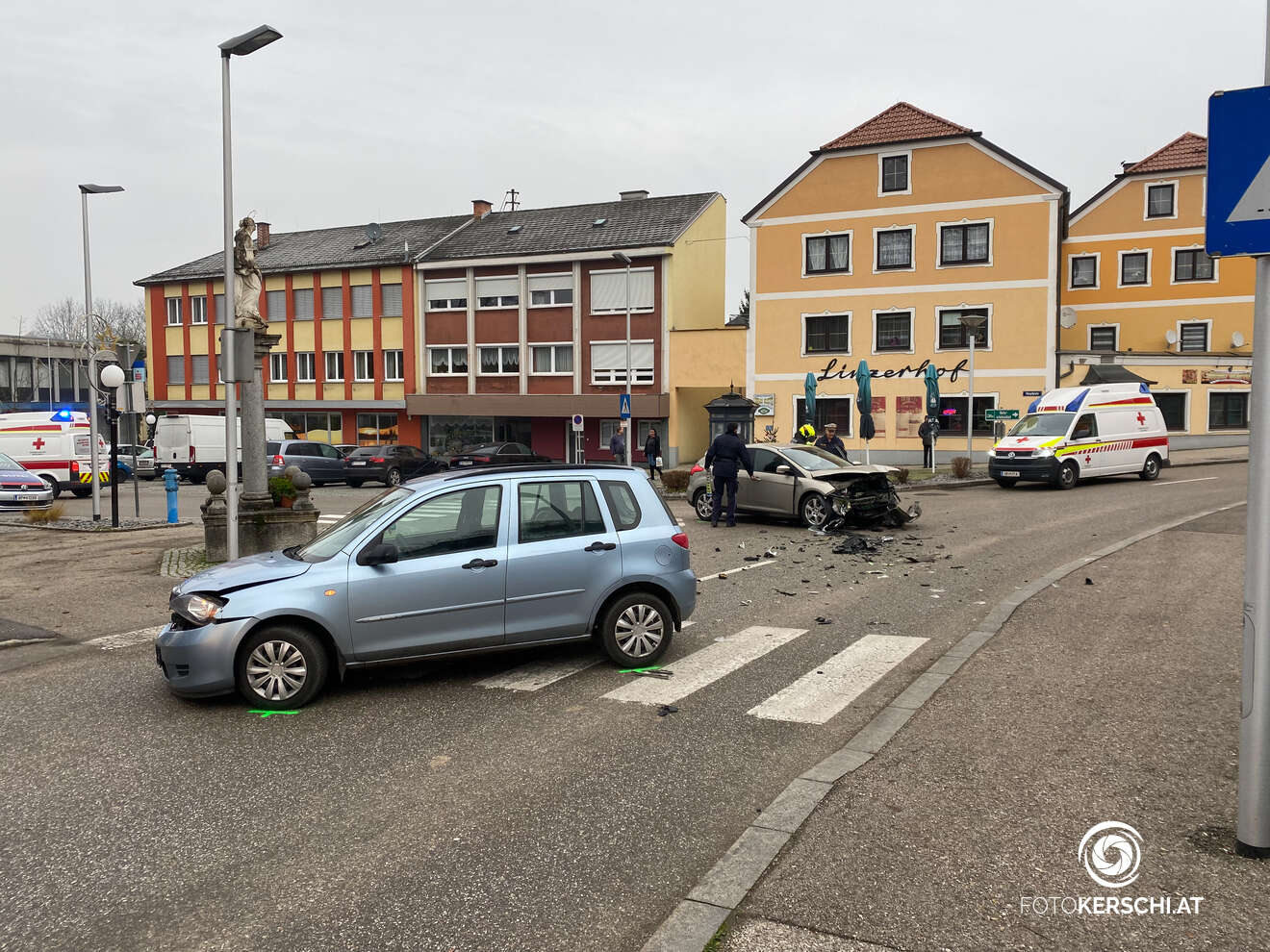Verkehrsunfall im Ortszentrum von Gallspach